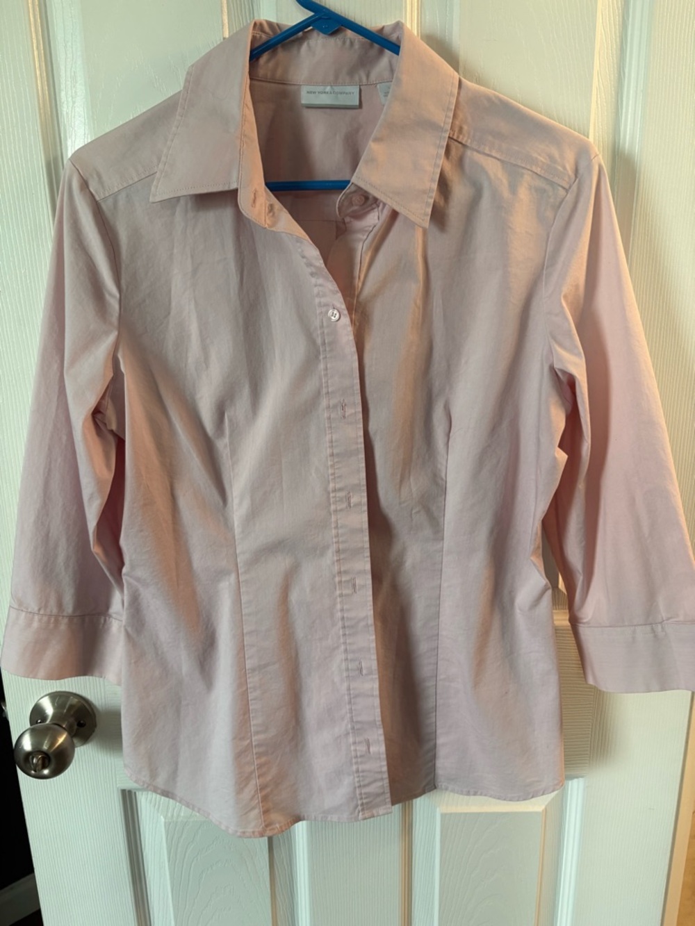 New York & Company Blush Pink Button-Front Shirt